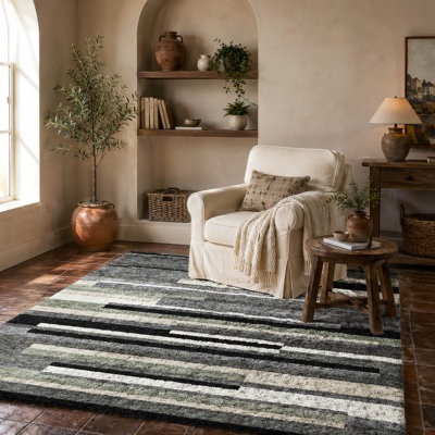 Tapis à rayures Dream Shag ADS766 lavable à la machine de qualité supérieure