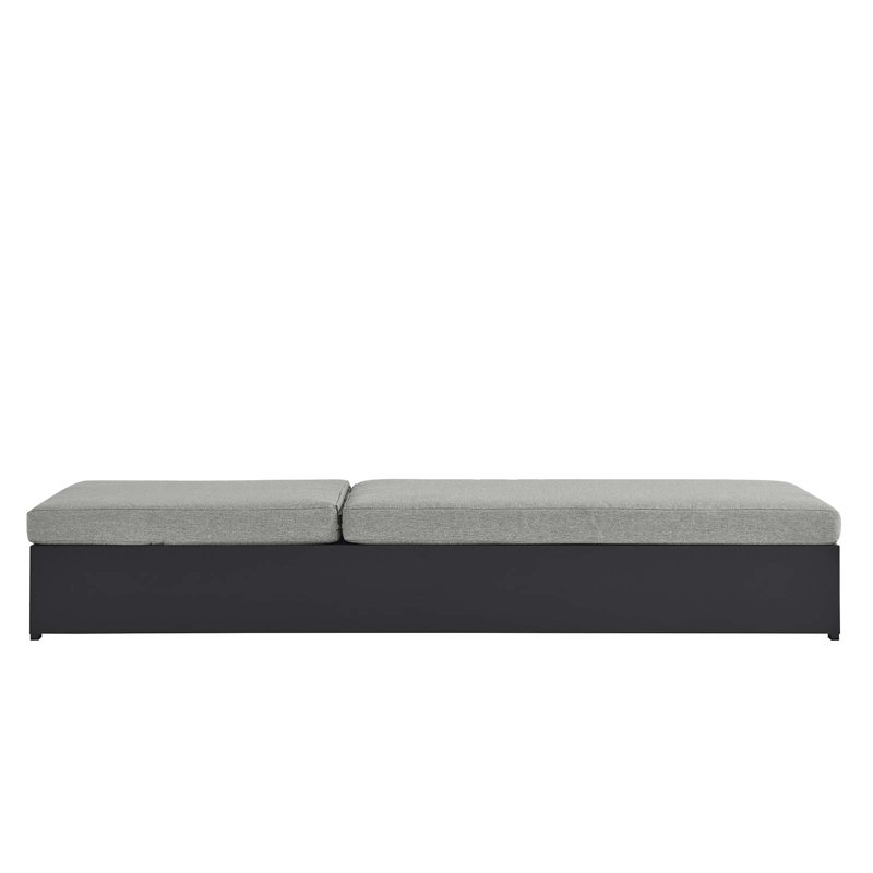 Tahoe Gray Powder-Coated Aluminum Outdoor Chaise Lounge with Cushions