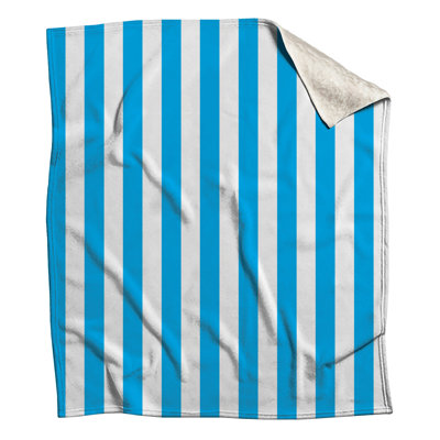 Blue White Vertical Stripes Blankets