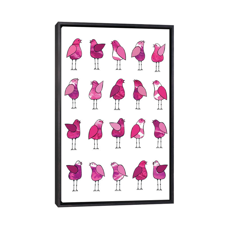 Décoration murale Gossip Birds Kids, H 40 po x l 26 po x P 1,5 po, Toile avec cadre noir patiné