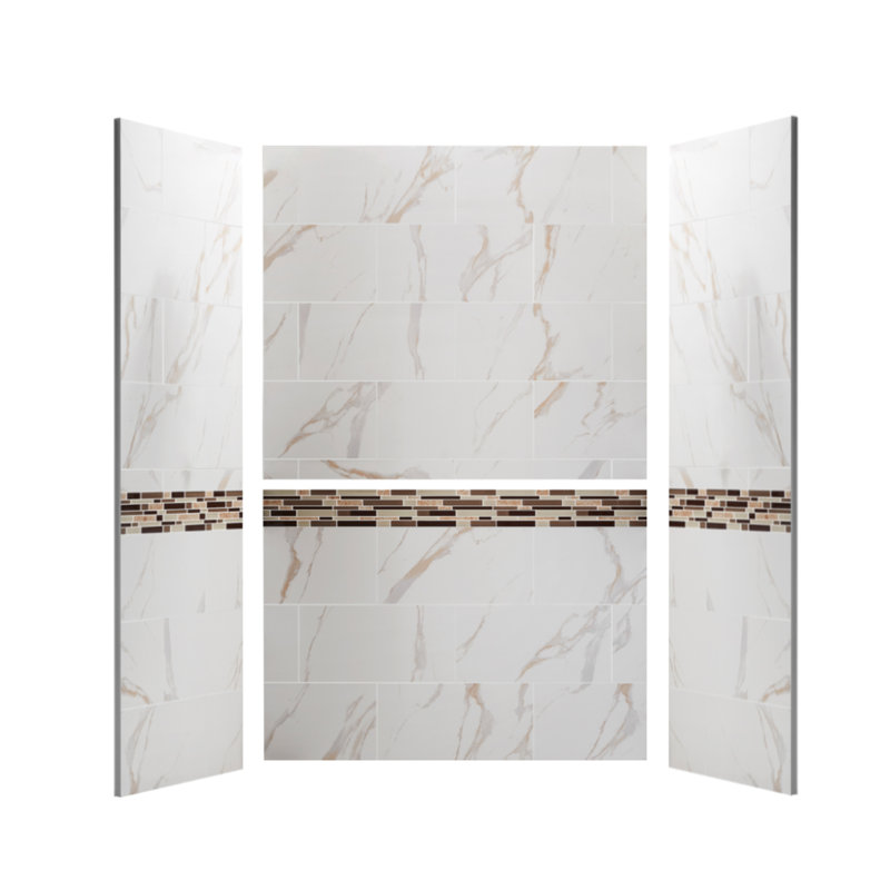 Bordure de panneau de douche en composite - paroi arrière transparente de 60 po, H 96 po x l 60 po x P 34 po