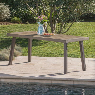 Table de salle à manger moderne en bois d'acacia avec structure thermolaquée et lambris, durable et élégante