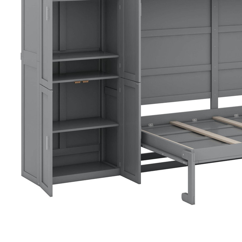 Grand lit escamotable avec armoires