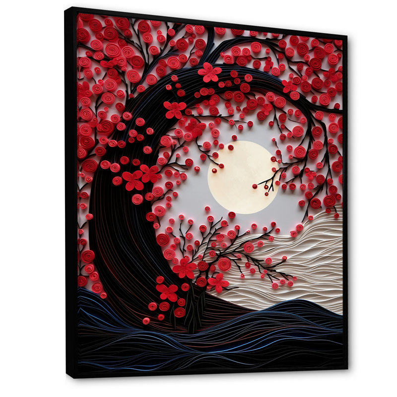 Red Moon Ruby Radiance I, Cadre flottant noir, H 20 po x l 12 po x P 1 po