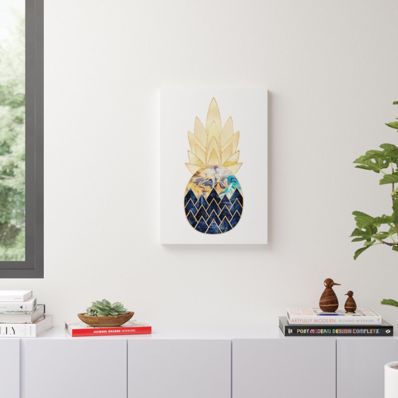 «Precious Pineapple I» par Elisabeth Fredriksson - impression d'art graphique, Toile tendue, H 18 po x l 12 po x p 1,5 po