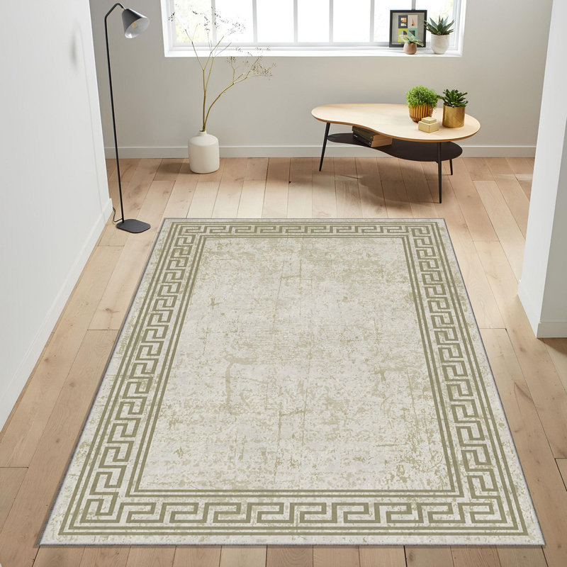 Stylish Woven Area Rug, 4.6 x 7.2 Feet, 100% Polyester, 740 g/m² | Non-Slip Felt Dot Underside, Easy to Clean, Machine Washable at 86°F | Perfect for Living Room, Bedroom, and Dining Areas, Durable & Elegant Design
