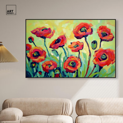 Red Poppy Field I Canvas Nature Wall Decor by 