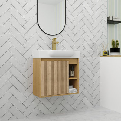 Meuble-lavabo flottant 24 po avec porte à fermeture en douceur