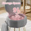 Round Vanity Stool with Storage, Soft Flannel Ottoman with Folding Back and Anti Slip Feet, Metal Legs, Round Padded Seat, Multifunctional Makeup Ottoman for Makeup, Bedroom, Living Room-1149724282