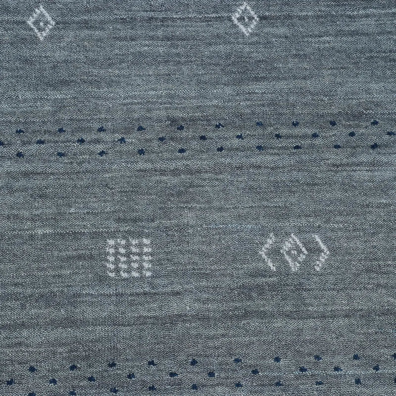 Simi Hand Knotted Cotton/Wool Southwestern Area Rug, Slate, Rectangle 8' x 10'