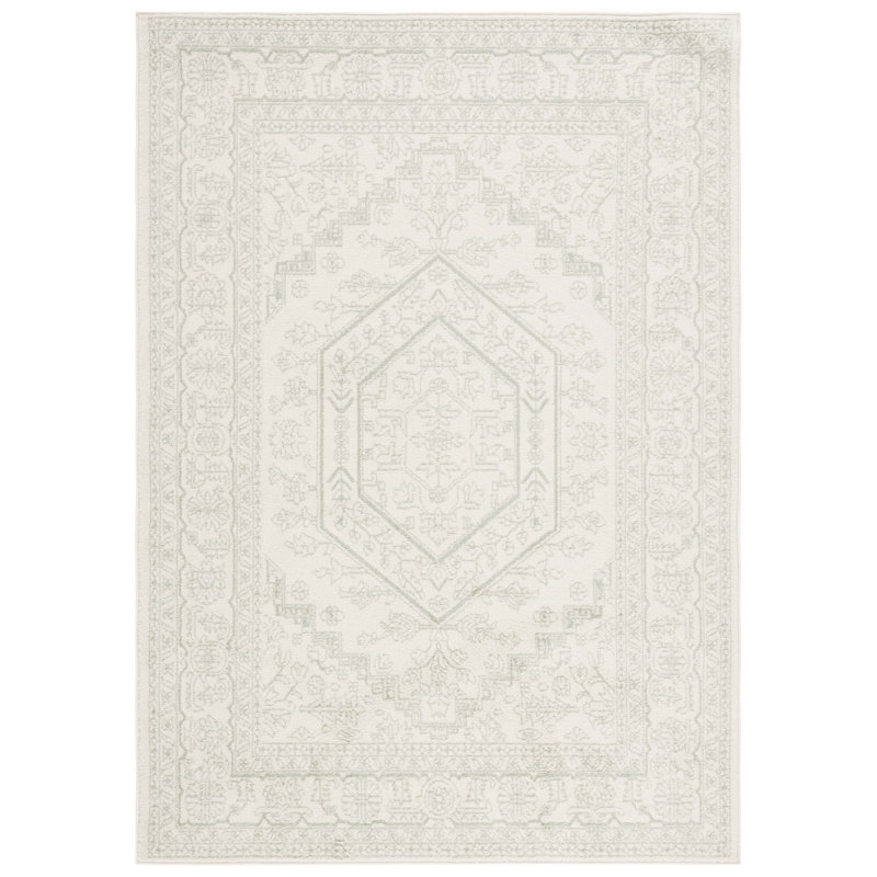 Arrietty Oriental Machine Made Area Rug in Sage/Ivory, Rectangle 5'1" x 7'6"