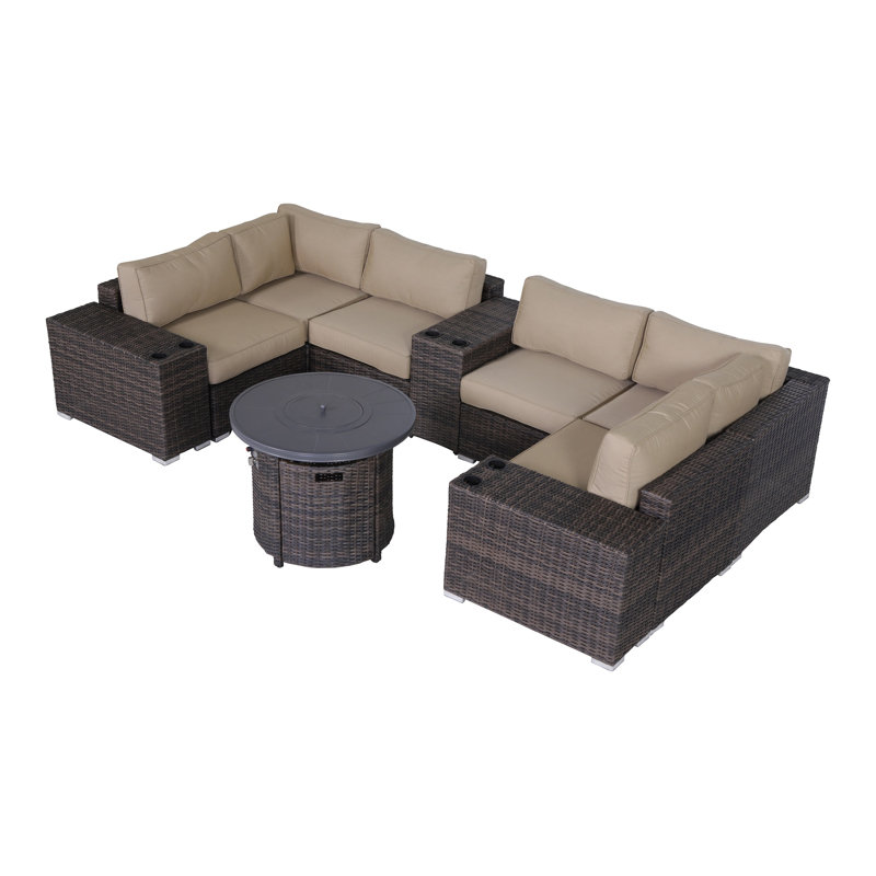 Ensemble de conversation modulaire avec coussins 10 pièces Alieyah