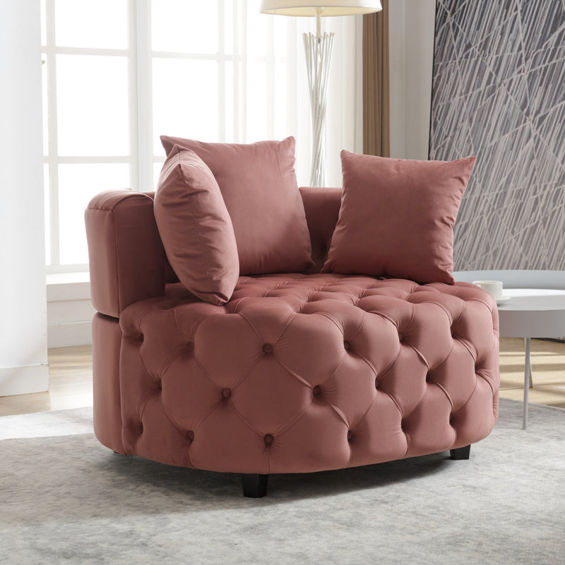 Fauteuil de loisirs moderne en velours rose avec mousse, American Design Classical Living Velvet rose, look, Rose