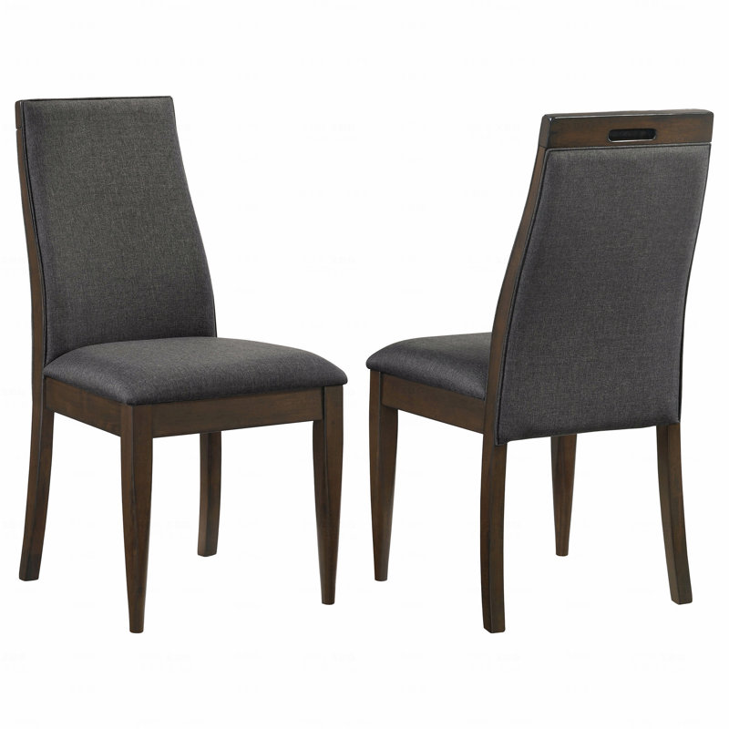 Chaise d'appoint à dossier solide gris et noyer foncé (ensemble de 2)