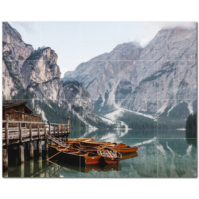 Boat Photo 12'' x 12'' Satin Ceramic Decorative Mural -  Picture-Tiles.com, PT500229-54XL