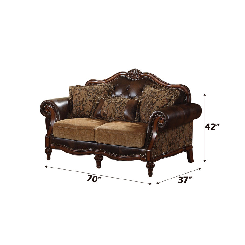 Dreena Rolled Arm Loveseat in Brown