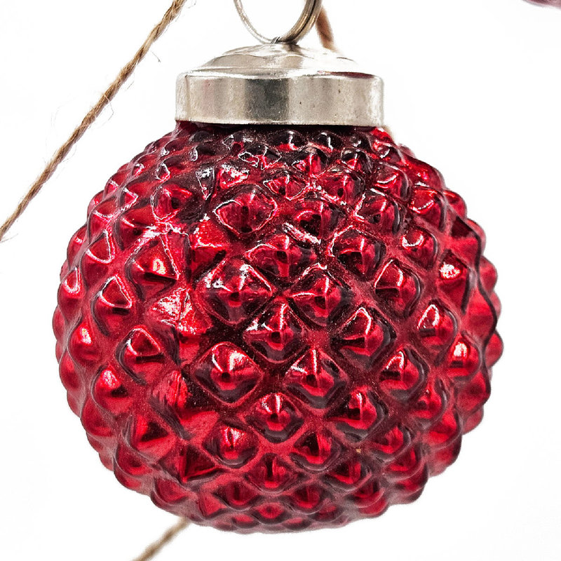 4' Red Glass Beaded Garland Set with Jute String