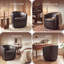 Fauteuil demi-tonneau pivotant en similicuir - aucun assemblage requis-1311554425