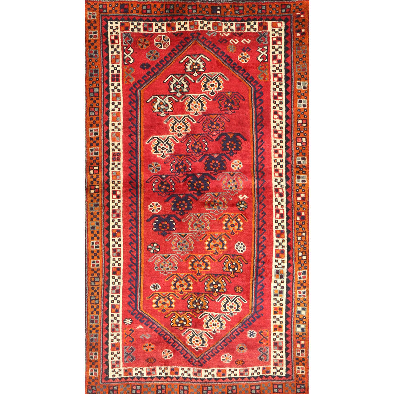 Tapis traditionnel rouge / beige Climenhaga, Rectangle 3 pi x 5 pi