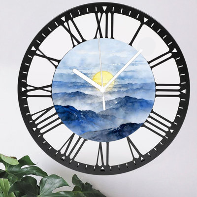 Horloge murale ronde en fer 10 po avec mouvement à quartz silencieux, chiffres romains, impression UV