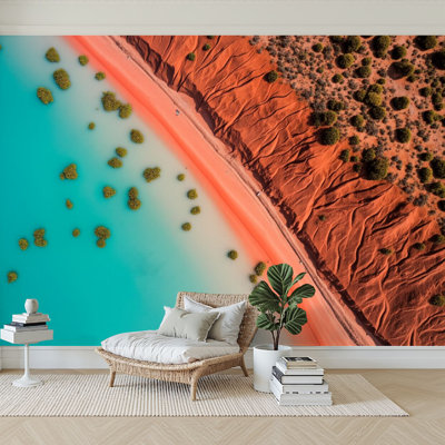 Papier peint adhésif auto-adhésif moderne pour la chambre à coucher Peel and Stick L 144 po x l 100 po - avec un drone aérien