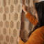 Rideau en lin rouille à motif floral imprimé à la main à motif d'anneaux Virat-43686480