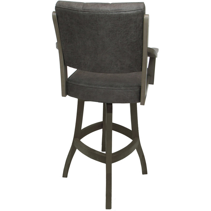 Bellamy Extra Tall Swivel Wood Stool, Northwest Elk Seat/Asian Gray Frame, Bar Stool (34” Seat Height)