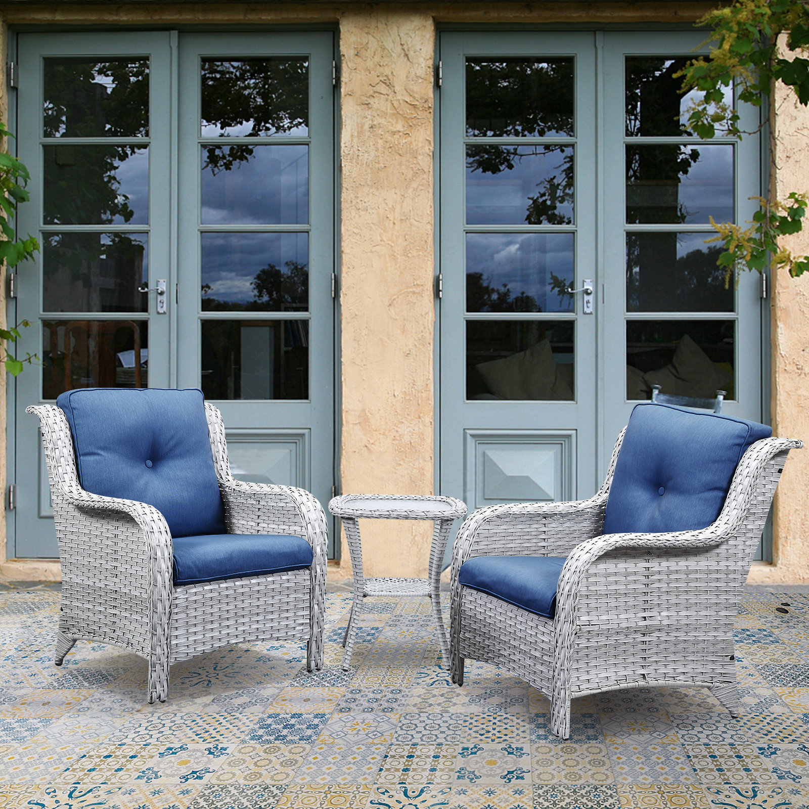 Lounge Chairs Outdoor Wicker Club Chairs With Cushions Red Barrel