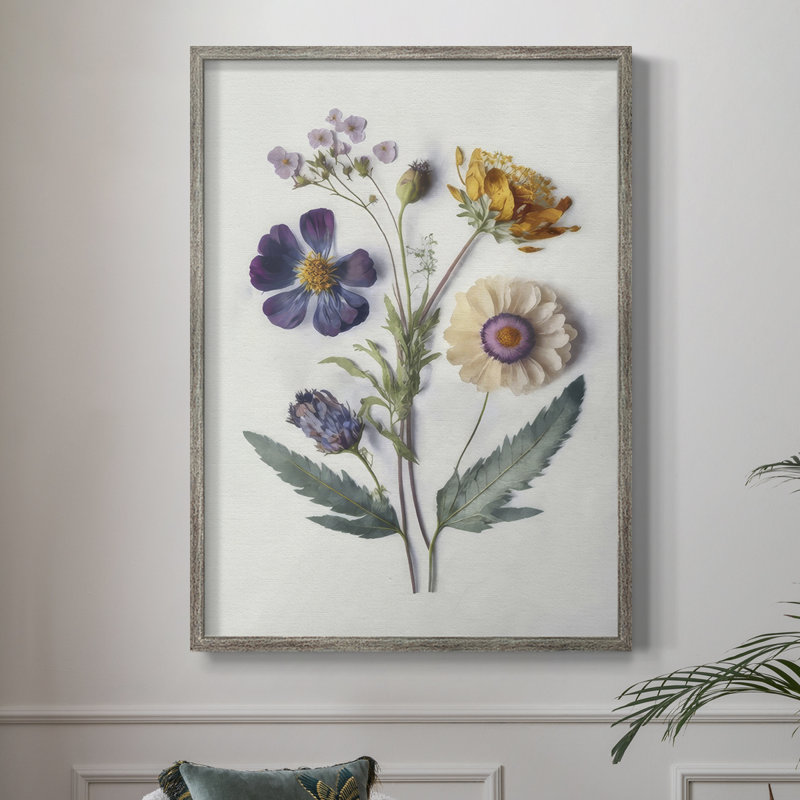Pressed Flower Memories I Framed Print - Solid Wood, 30" H x 24" W
