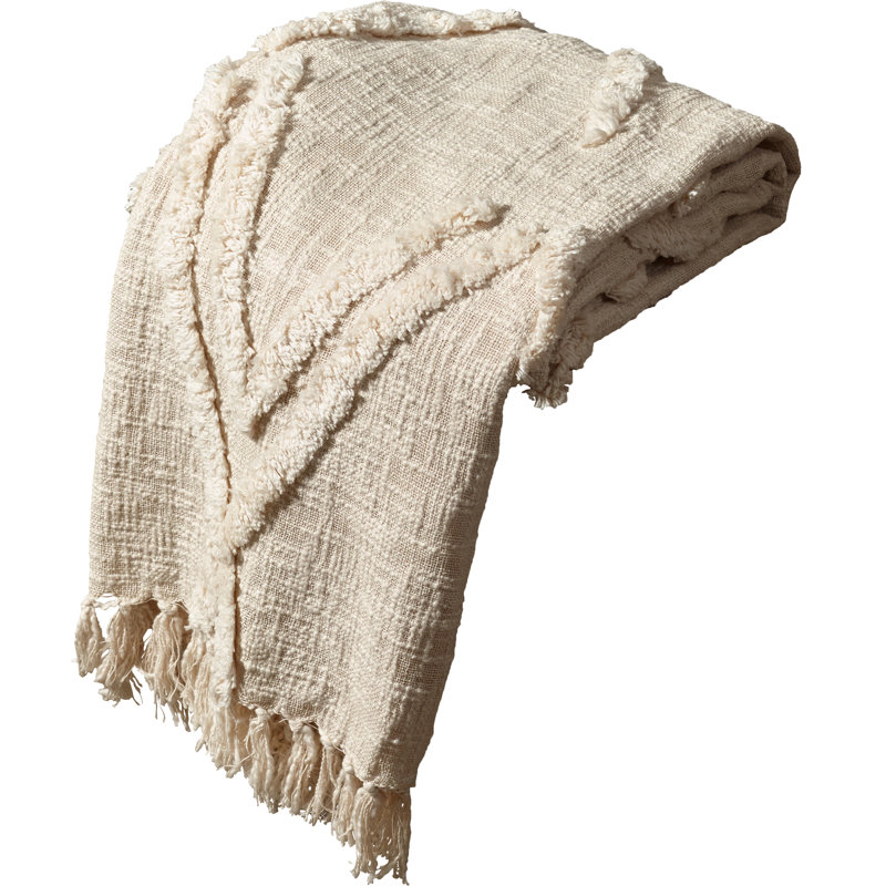 Natural Diamond Tufted Organic Cotton 50" x 60" Throw Blanket