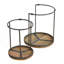 Tabouret rond en bois avec base en fer, ensemble de 2, brun clair