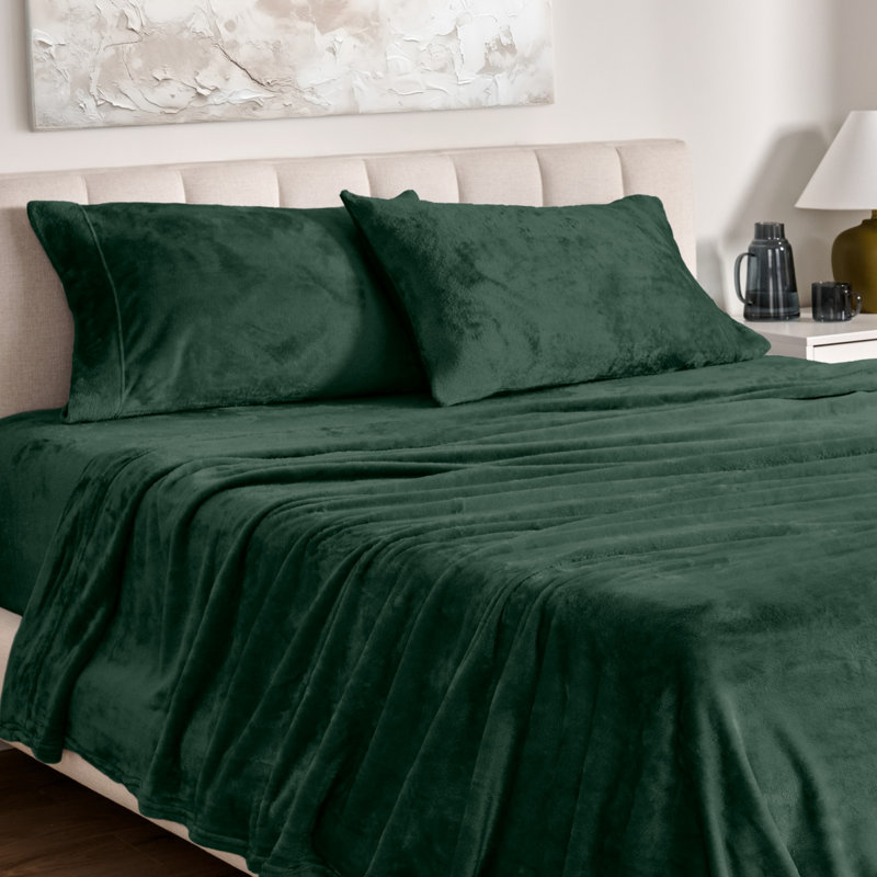 Microplush Sheet Set, Twin Sheet Set + 1 Fitted Sheet + 1 Pillowcase, Forest Green