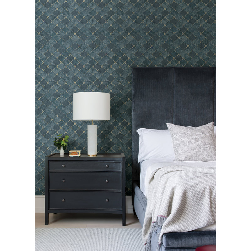 Pilak Metallic Wallpaper Roll, Blue