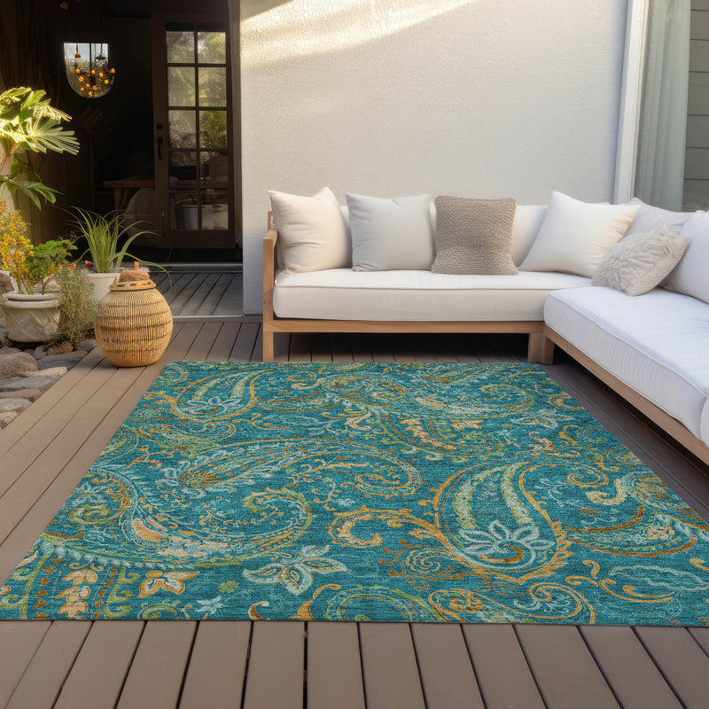 Kinslee Washable Paisley Indoor / Outdoor Rug , Rectangle 8' x 10'