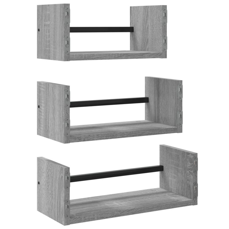 Adreina 3 Piece Floating Shelf, Grey Sonoma
