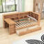 Lit de jour en bois 2 tiroirs avec bureau, tablettes, bibliothèque et lumière RVB-7268316-7268317
