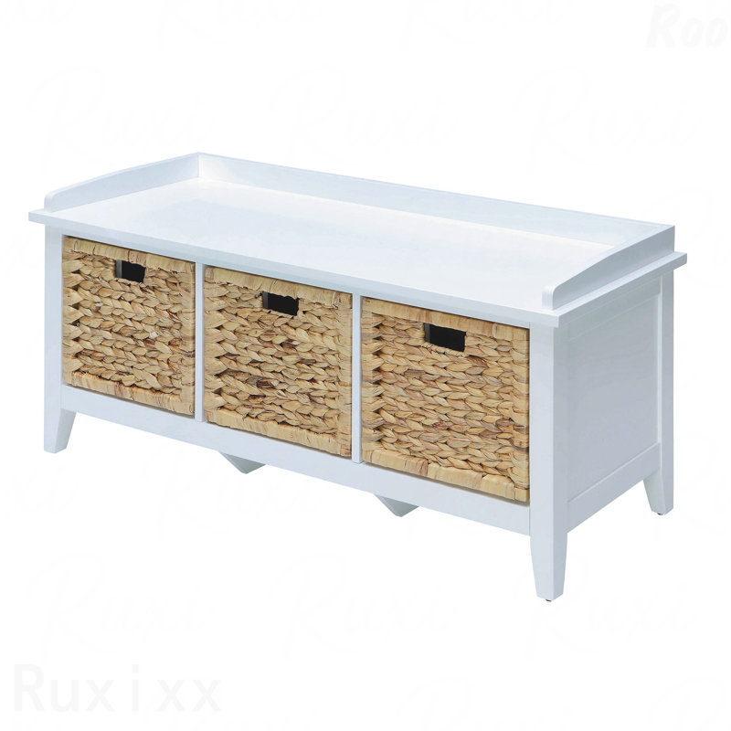 Banc avec rangement à 3 tiroirs sous le siège, Beige
