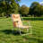 Orange White Vertical Striped Aluminum Folding Beach Chair, Multi-Recline Portable Outdoor Sand Chair With Wood Armrest, Side Cup Pocket & Detachable Headrest, Heavy Duty Lawn Chair For Beach, Patio, Pool & Camping-129861072
