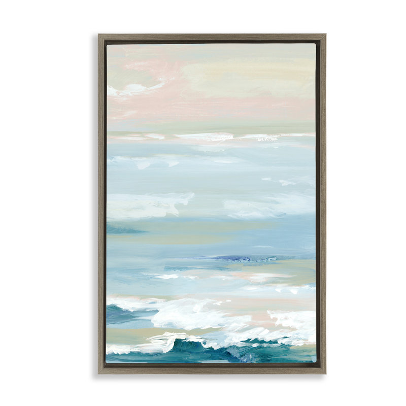 Cadre flottant Seaside Blush Abstraction, design par Lera, Cadre flottant orme Montalcino, H 25 po x l 17 po