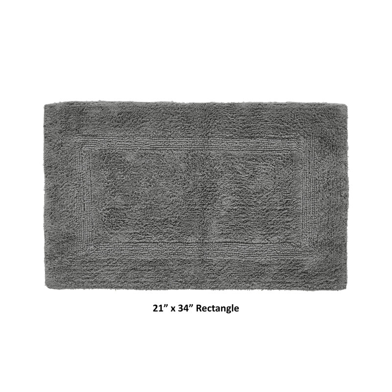 Rozanne Reversible Cotton Bath Rug, Gray, 21" x 34" Rectangle