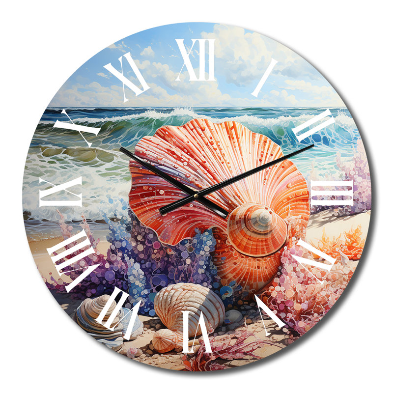 Horloge murale Beach Seashell Symphony Pointillism, Moyenne