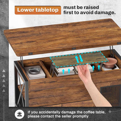 40" Lift Top Coffee Table With Storage, 4-In-1 Multifunctional Farmhouse Design For Living Room, Includes 2 Fabric Drawers, LED Light, And Hidden Comp by Ivy Bronx