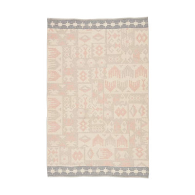 Kilim Area Rug in Pink/Gray/Beige