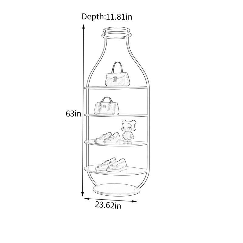 Tablette de présentation en forme de bouteille, (5 tablettes) H 63 po x l 23,62 po x P 11,81 po