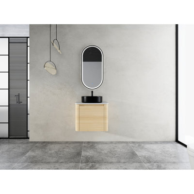Meuble-lavabo de 61 cm avec lavabo en céramique décorative, porte simple à fermeture douce, contreplaqué - Idéal pour les rénovations