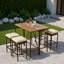 Table de bar 5 pièces et 4 tabourets avec pieds réglables, plateau de table pliable et coussins