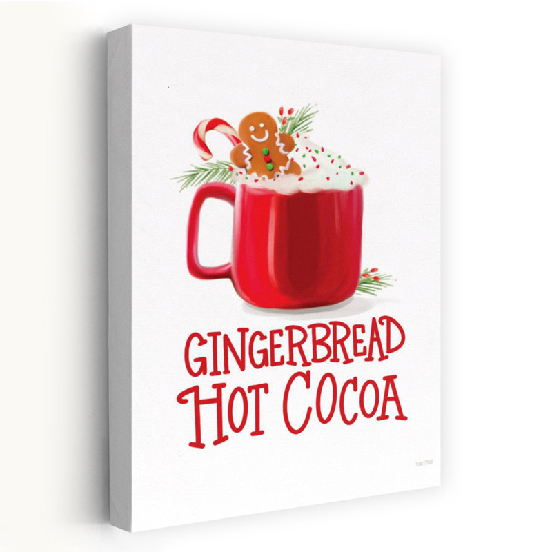 Gingerbread Hot Cocoa, art contemporain d'hiver, 36" H x 24" W