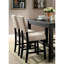 Ensemble de salle à manger à hauteur de comptoir avec 4 chaises, sièges rembourrés beiges et garniture cloutée, table en bois massif noir mat, rectangulaire de 60 pouces, style maison de campagne