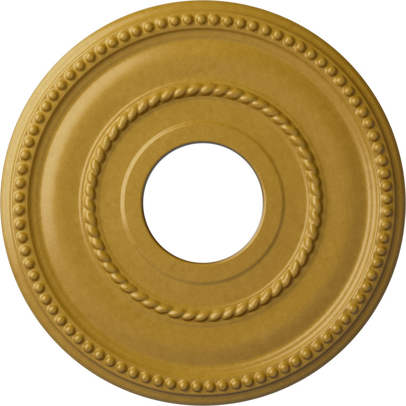 Médaillon de plafond Endurathane Valeriano, DE 12 1/8 po x P 3 5/8 po x P 3/4 po (convient aux auvents jusqu'à 6 1/4 po), fini or irisé peint à la main