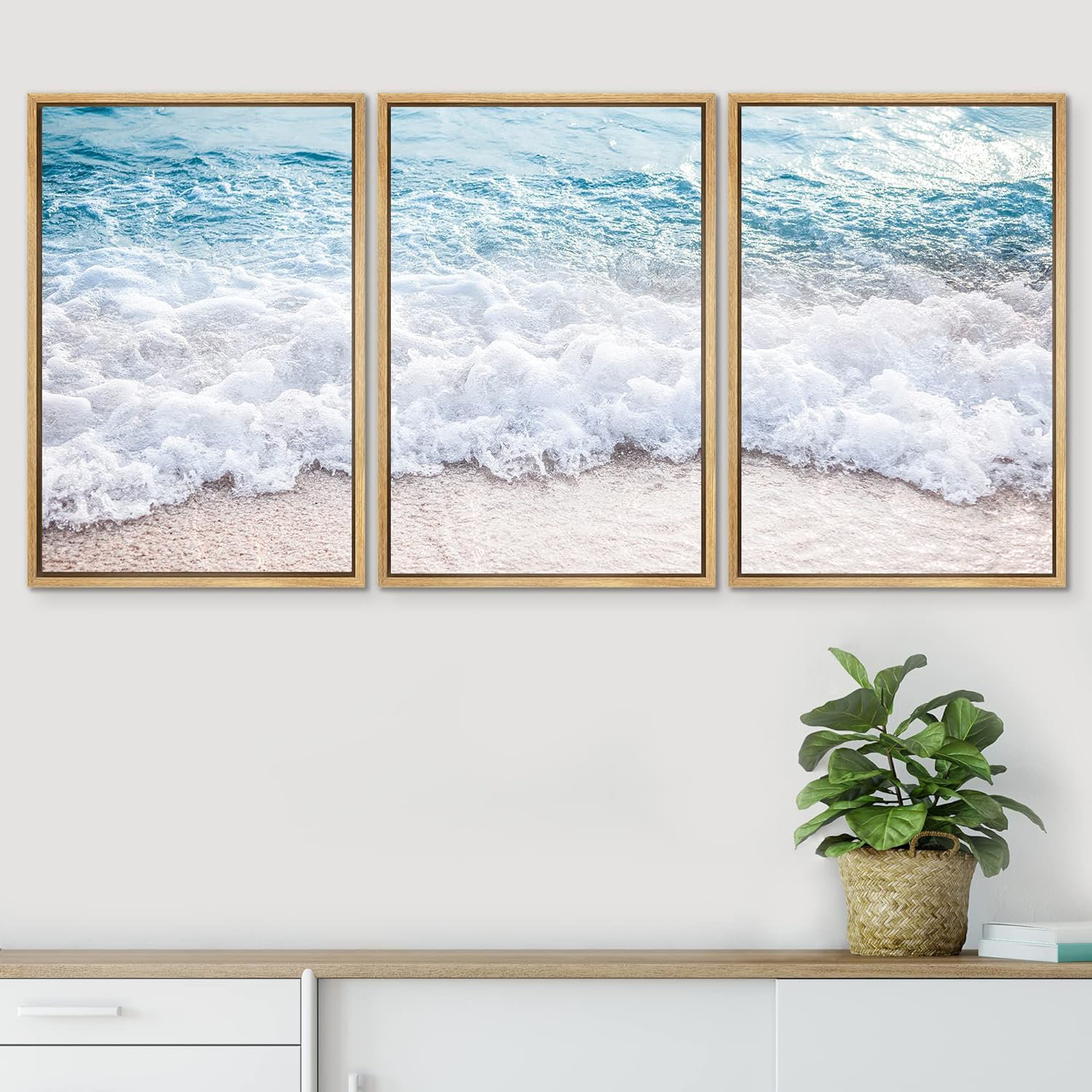 IDEA4WALL Coastal Beach IDEA4WALL Framed Canvas Print Wall Art Set ...